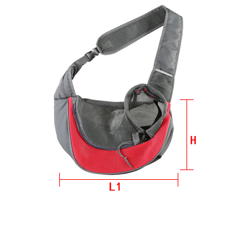 Red Portable Pet Sling Backpack for Small Dogs and Cats – Size S with Breathable Mesh Design