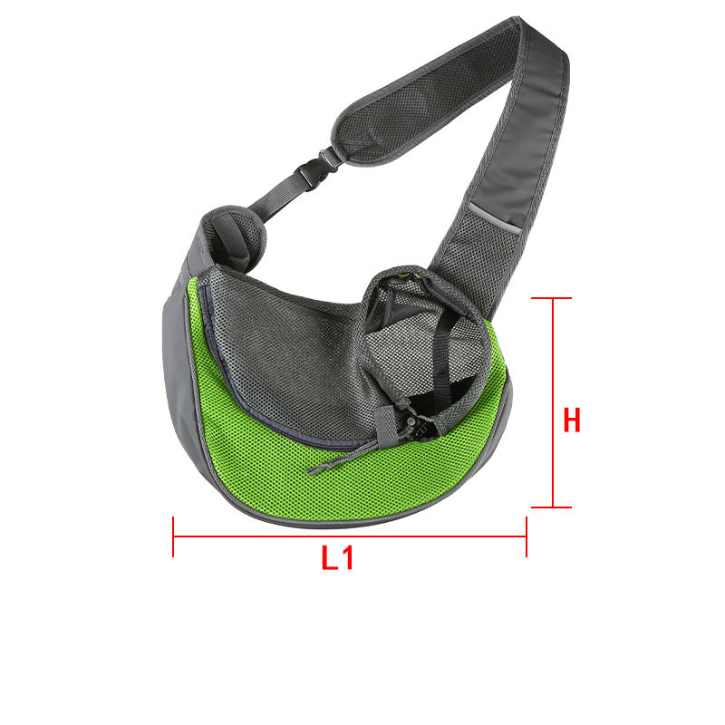 Green Portable Pet Sling Backpack for Small Dogs and Cats – Size S with Breathable Mesh Design