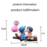 Tree Branch Blue and Pink Couple Balloon Cute Couple Car Ornament for Dashboard – Romantic Interior Decoration for Vehicles - Top-Down View