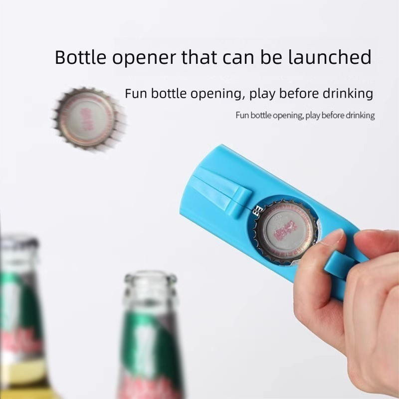 2-Pack Red and Blue Fun Bottle Opener with Cap Ejection Mechanism – Compact ABS Bottle Opener for Beer and Soda Bottles, Ideal for Parties and Everyday Use