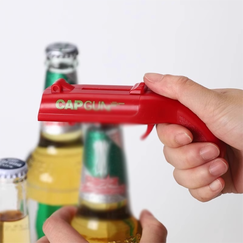 2-Pack Black and red Fun Bottle Opener with Cap Ejection Mechanism – Compact ABS Bottle Opener for Beer and Soda Bottles, Ideal for Parties and Everyday Use