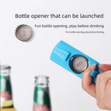 2-Pack grey and blue Fun Bottle Opener with Cap Ejection Mechanism – Compact ABS Bottle Opener for Beer and Soda Bottles, Ideal for Parties and Everyday Use - Side View