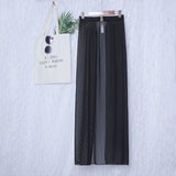 Black High-Waisted White Swim Skirt with Gold Buckle Belt – Elegant Long Beach Cover-Up for Women, Ideal for Poolside and Tropical Vacations(Size: L)