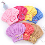 3-Pack Watermelon Red Thickened Coral Fleece Hair Drying Towel Cap – Double-Layered Absorbent Turban with Bow Design for Fast Drying and Gentle Care - Side View