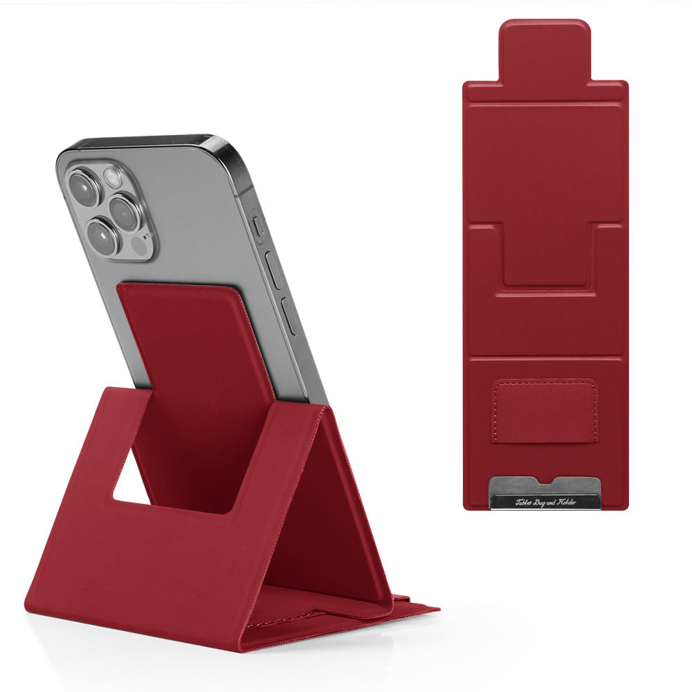 2-PCS Red Portable Foldable Phone Stand with Card Holder – Compact Desktop Mobile Phone Holder for Home, Office, and Travel Use