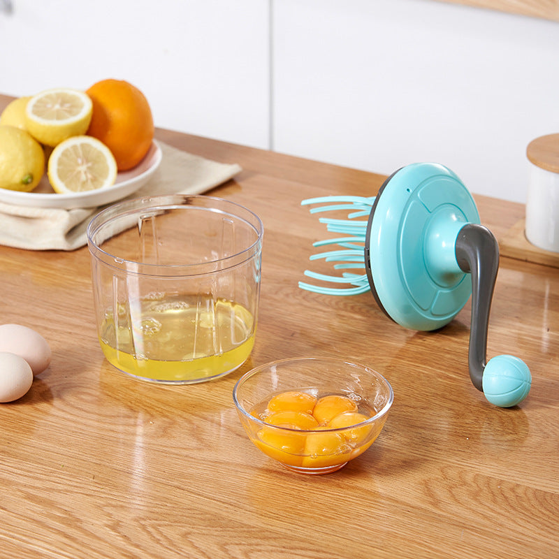 Blue Manual Hand-Crank Egg Beater – Semi-Automatic Whisk for Whipping Cream, Egg Whites, and Baking Mixes with Easy-Clean Design
