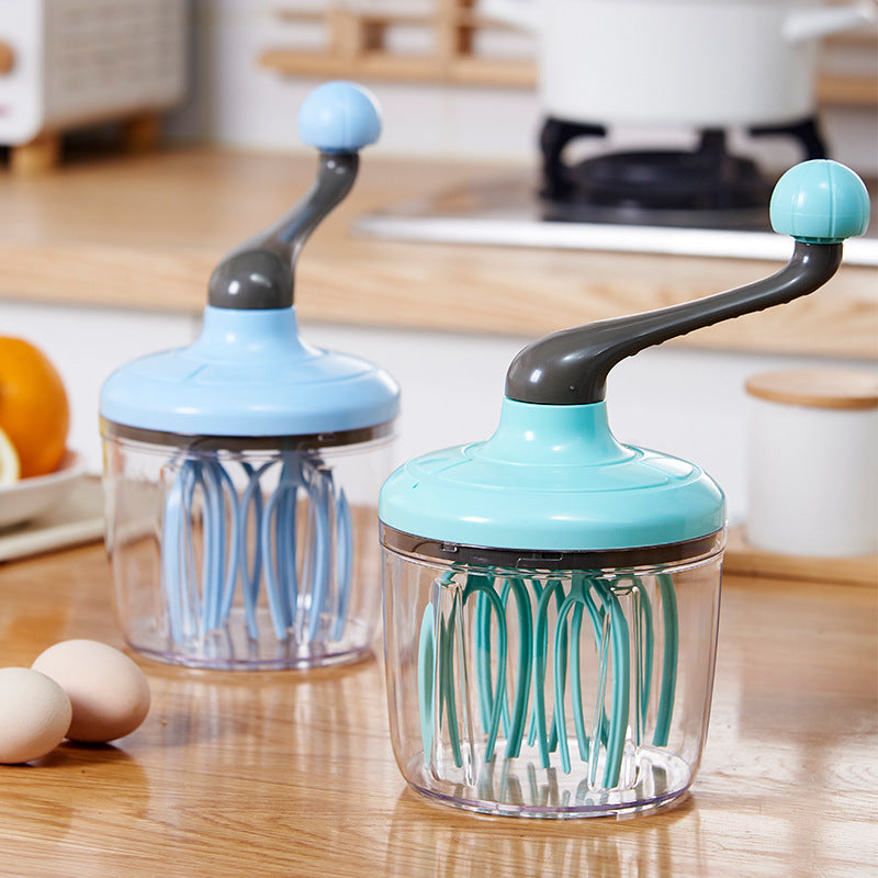 Blue Manual Hand-Crank Egg Beater – Semi-Automatic Whisk for Whipping Cream, Egg Whites, and Baking Mixes with Easy-Clean Design