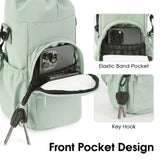 Black Water Bottle Carrier with Drawstring Closure – Adjustable Shoulder Strap, Front Pocket, and Side Storage for Daily Use - Top-Down View