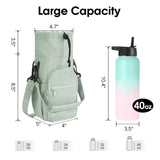 Black Water Bottle Carrier with Drawstring Closure – Adjustable Shoulder Strap, Front Pocket, and Side Storage for Daily Use