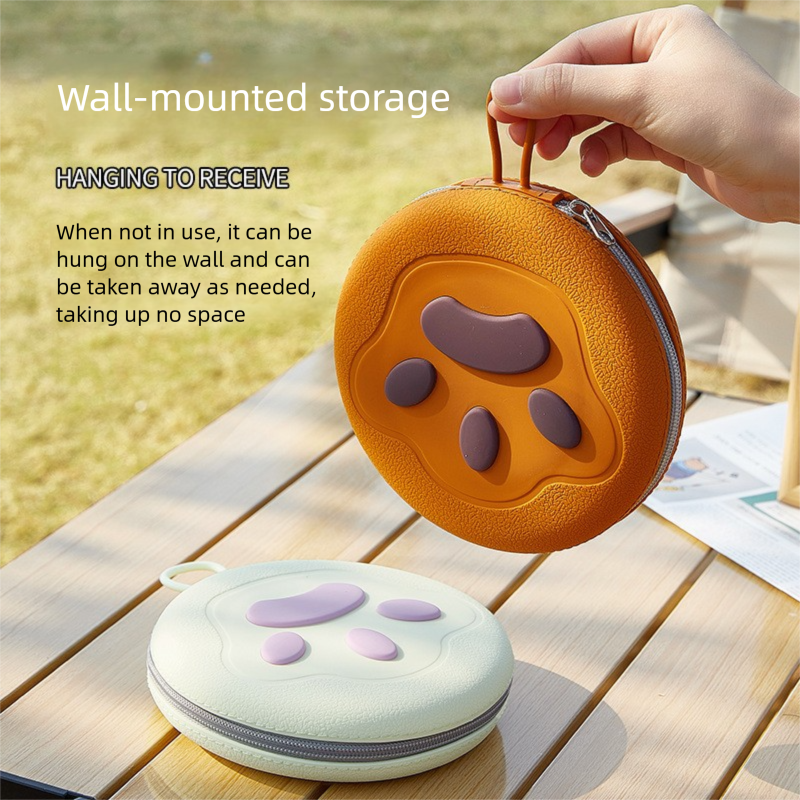 Yellow Portable Foldable Dual Bowl for Pets – Silicone Feeding and Water Dish with Compact Storage Design