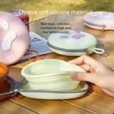 Yellow Portable Foldable Dual Bowl for Pets – Silicone Feeding and Water Dish with Compact Storage Design