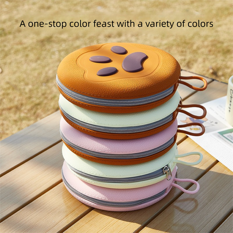 Yellow Portable Foldable Dual Bowl for Pets – Silicone Feeding and Water Dish with Compact Storage Design