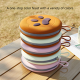 Yellow Portable Foldable Dual Bowl for Pets – Silicone Feeding and Water Dish with Compact Storage Design