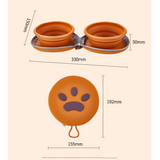 Yellow Portable Foldable Dual Bowl for Pets – Silicone Feeding and Water Dish with Compact Storage Design