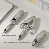 5-Pcs Transformable Squid-Style Pen – Compact Mechanical Writing Tool with Hinged Design and 0.5mm Ballpoint Tip - Top-Down View