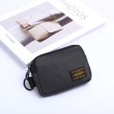 Small Nylon Coin Purse Zip Wallet Waterproof Mini Pouch Key Card Holder Lightweight EDC Organizer Grey (12x9cm)