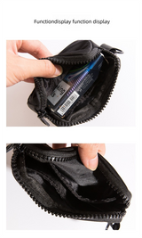 Small Nylon Coin Purse Zip Wallet Waterproof Mini Pouch Key Card Holder Lightweight EDC Organizer Camouflage (12x9cm) - Front View