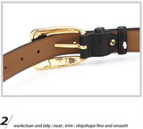 Womens Genuine Leather Belt Retro Gold Buckle Waist Belt for Jeans Dress Coat Fashion Split Cowhide Strap Coffee 105cm