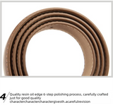 Women's Genuine Leather Thin Belt 2.3cm Width Minimalist Gold D-Shaped Buckle Casual Waist Strap for Jeans Dresses Khaki 105cm - Rear View