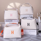 Women's Minimalist Canvas Crossbody Bag with Wide Beige Webbing Strap Casual Shoulder Handbag Large Capacity for Daily Use - Cream White - Front View