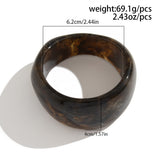 Chunky Resin Bangle Bracelet - Irregular Geometric Square Cuff - Dark Brown Tortoiseshell Tone Wide Wristwear for Women