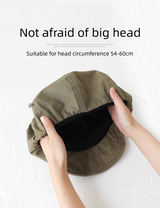 Oversized Slouchy Newsboy Cap - Vintage Japanese Style Baker Boy Hat - Soft Textured Fabric - Black (Adjustable 54-60cm)