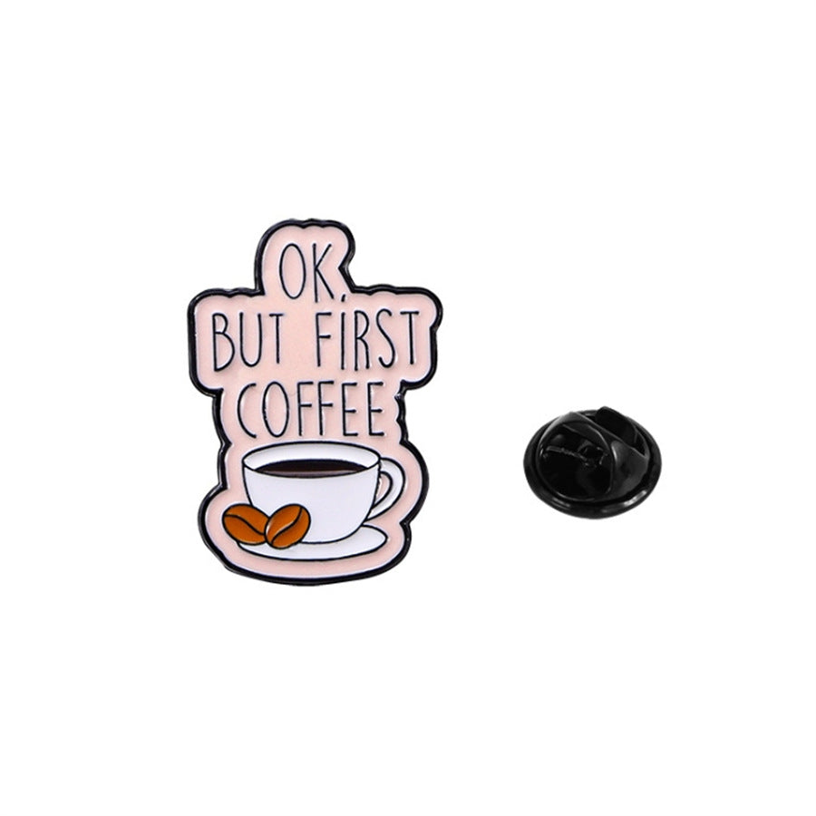 4 Pieces Cartoon Coffee Lovers Enamel Pin Set Zinc Alloy Coffee Cup Badges for Jackets Bags Hats Backpacks Decorative Jewelry Gift Set