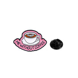 4 Pieces Cartoon Coffee Lovers Enamel Pin Set Zinc Alloy Coffee Cup Badges for Jackets Bags Hats Backpacks Decorative Jewelry Gift Set - 45-Degree Angle