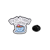 4 Pieces Cartoon Coffee Lovers Enamel Pin Set Zinc Alloy Coffee Cup Badges for Jackets Bags Hats Backpacks Decorative Jewelry Gift Set - Rear View