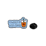 4 Pieces Cartoon Coffee Lovers Enamel Pin Set Zinc Alloy Coffee Cup Badges for Jackets Bags Hats Backpacks Decorative Jewelry Gift Set - Close-Up Angle