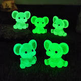 3 PCS Set Mini Luminous Blue Elephant Figurines Split Pose Glow in the Dark Resin Ornaments for Micro Landscape Garden and Desk Decor - Front View