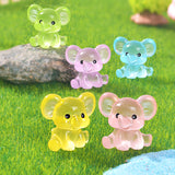 3 PCS Set Mini Luminous Blue Elephant Figurines Split Pose Glow in the Dark Resin Ornaments for Micro Landscape Garden and Desk Decor