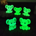 3 PCS Set Mini Luminous Purple Elephant Figurines Split Pose Glow in the Dark Resin Ornaments for Micro Landscape Garden and Desk Decor