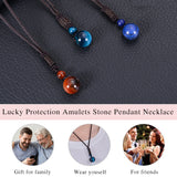 Handmade Woven Tiger Eye Stone Pendant Necklace Vintage Natural 12mm Gemstone Jewelry for Men and Women Simple Retro Style Accessory