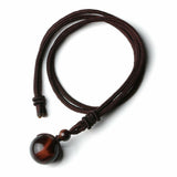 Handmade Woven Tiger Eye Stone Pendant Necklace Vintage Natural 12mm Gemstone Jewelry for Men and Women Simple Retro Style Accessory