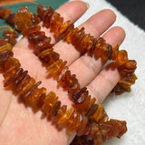 Approx 12mm Irregular Amber Loose Beads - Natural Old Wax Style Honey Nuggets for DIY Jewellery Making - Centre Drilled Chips for Necklaces & Bracelets - Side View