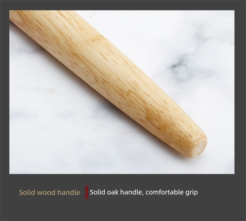 Double Loop Danish Dough Whisk with Long Oak Handle - 13 Inch Stainless Steel Bread Mixer Tool for Sourdough & Heavy Batter - Hand Held Flour Blender (Two Eye Design)