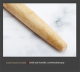 Triple Loop Danish Dough Whisk with Short Oak Handle - 9 Inch Compact Stainless Steel Mixer for Sourdough Starters, Eggs & Batter - Hand Held Flour Blender (3 Eye Design)