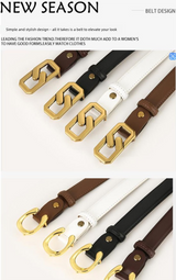 Womens Genuine Leather Belt Caramel 2.3cm Wide Gold Buckle Waist Strap for Jeans & Dresses Elegant Fashion Accessory - Front View
