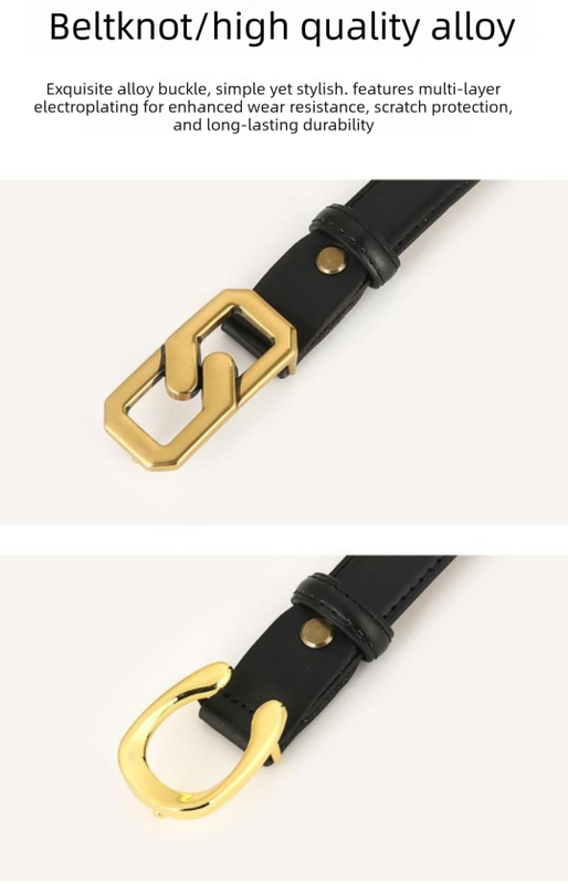 Womens Genuine Leather Belt Caramel 2.3cm Wide Gold Buckle Waist Strap for Jeans & Dresses Elegant Fashion Accessory