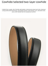 Womens Genuine Leather Belt Black 2.3cm Wide Gold Buckle Waist Strap for Jeans & Dresses Elegant Fashion Accessory