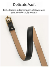 Womens Genuine Leather Belt Black 2.3cm Wide Gold Buckle Waist Strap for Jeans & Dresses Elegant Fashion Accessory