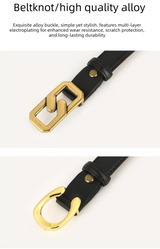 Womens Genuine Leather Belt Coffee 2.3cm Wide Gold Buckle Waist Strap for Jeans & Dresses Elegant Fashion Accessory