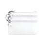 Genuine Leather Coin Purse Mini Wallet with Triple Zipper Pockets Key Ring Holder Pouch for Cash & Cards - White