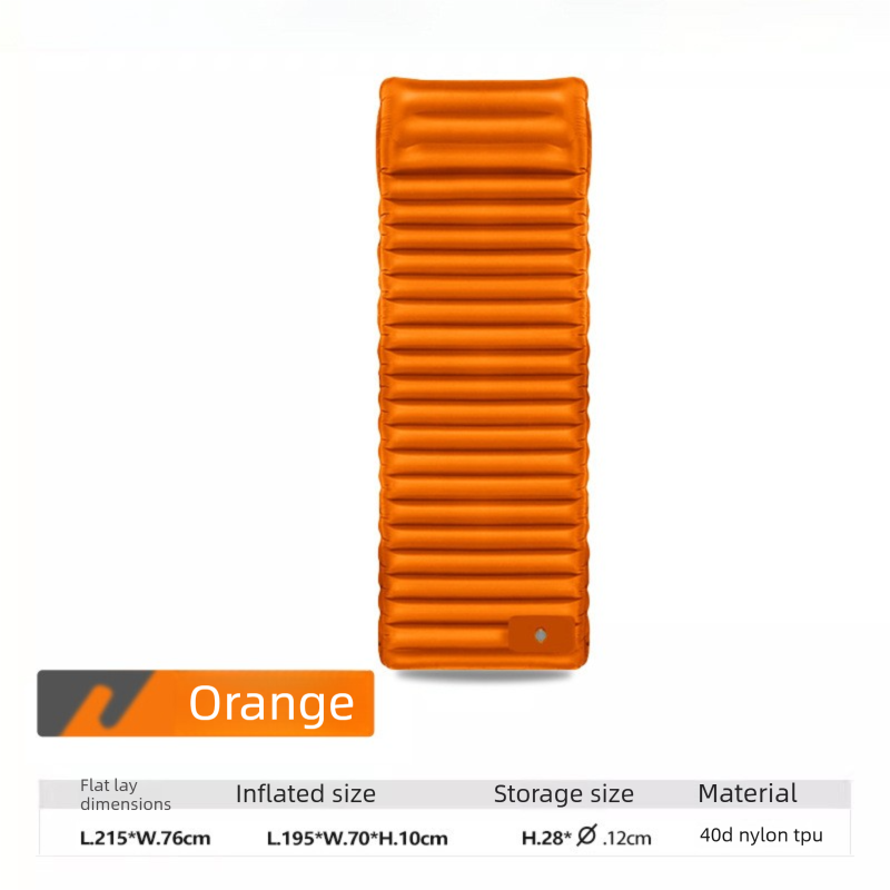 Ultralight TPU Inflatable Camping Mattress 195x70x10cm Portable Press Pump Sleeping Pad Moisture-Proof Outdoor Tent Mat for Hiking Orange