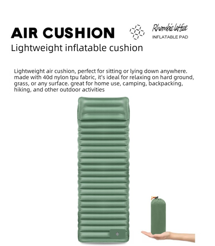 Ultralight TPU Inflatable Camping Mattress 195x70x10cm Portable Press Pump Sleeping Pad Moisture-Proof Outdoor Tent Mat for Hiking Orange