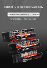 12 Piece 3/8 Inch Drive Ratchet and Metric Socket Wrench Set Professional Mechanics Tool Kit for Automotive Repair and DIY Workshop