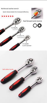 12 Piece 3/8 Inch Drive Ratchet and Metric Socket Wrench Set Professional Mechanics Tool Kit for Automotive Repair and DIY Workshop - Top-Down View