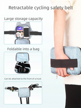 Children Motorcycle Safety Harness for Electric Bike Adjustable Kids Security Strap with Storage Bag Grey Anti-Fall Protection Gear Front and Rear Use - Front View