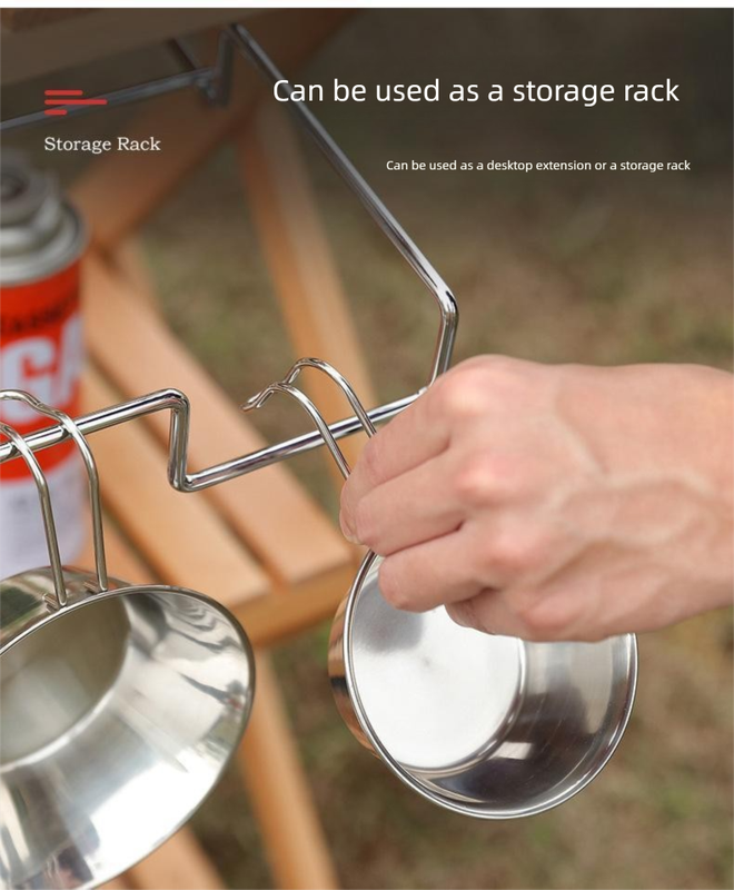 Portable Outdoor Camping Trash Bag Holder Stand Stainless Steel Folding Garbage Bag Rack for Picnic Kitchen and Student Desk Storage Natural